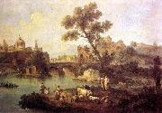 ZAIS, Giuseppe Landscape with River and Bridge oil